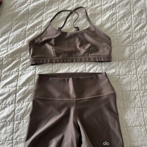 ALO Yoga purple bra + shorts Set